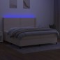 vidaXL Boxspringbett mit Matratze & LED Creme 200x200 cm Stoff vidaXL Boxspringbett mit Matratze & LED Creme 200x200 cm Stoff