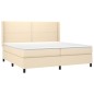 vidaXL Boxspringbett mit Matratze & LED Creme 200x200 cm Stoff vidaXL Boxspringbett mit Matratze & LED Creme 200x200 cm Stoff