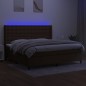 vidaXL Boxspringbett mit Matratze & LED Dunkelbraun 200x200 cm Stoff vidaXL Boxspringbett mit Matratze & LED Dunkelbraun 200x200 cm Stoff