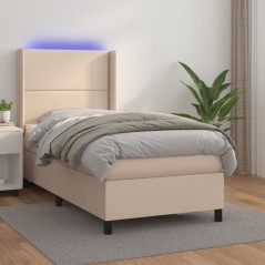 vidaXL Boxspringbett mit Matratze & LED Cappuccino-Braun 90x200cm