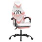 vidaXL Gaming-Stuhl mit Fußstütze Weiß und Rosa Kunstleder vidaXL Gaming-Stuhl mit Fußstütze Weiß und Rosa Kunstleder