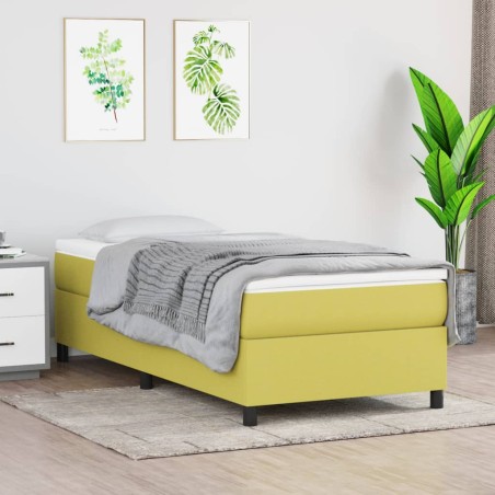 vidaXL Boxspringbett mit Matratze Grün 100x200 cm Stoff