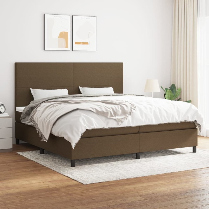 vidaXL Boxspringbett mit Matratze Dunkelbraun 200x200 cm Stoff vidaXL Boxspringbett mit Matratze Dunkelbraun 200x200 cm Stoff
