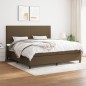 vidaXL Boxspringbett mit Matratze Dunkelbraun 200x200 cm Stoff vidaXL Boxspringbett mit Matratze Dunkelbraun 200x200 cm Stoff