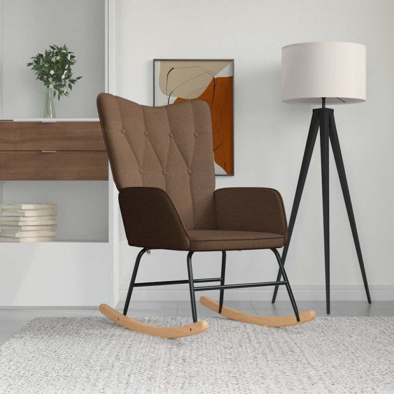 vidaXL Schaukelstuhl Braun Stoff vidaXL Schaukelstuhl Braun Stoff