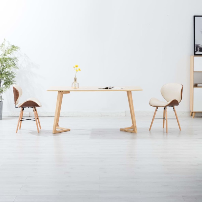 vidaXL Esszimmerstühle 2 Stk. Cremeweiß Kunstleder und Bugholz vidaXL Esszimmerstühle 2 Stk. Cremeweiß Kunstleder und Bugholz