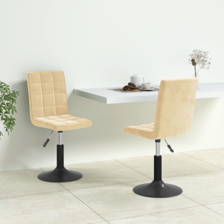 vidaXL Esszimmerstühle 2 Stk. Drehbar Creme Samt