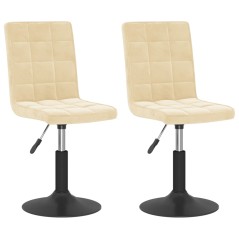 vidaXL Esszimmerstühle 2 Stk. Drehbar Creme Samt