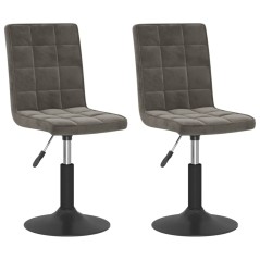 vidaXL Esszimmerstühle 2 Stk. Drehbar Dunkelgrau Samt