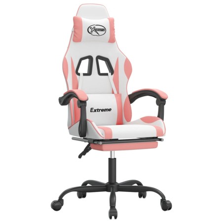 vidaXL Gaming-Stuhl mit Fußstütze Drehbar Weiß & Rosa Kunstleder