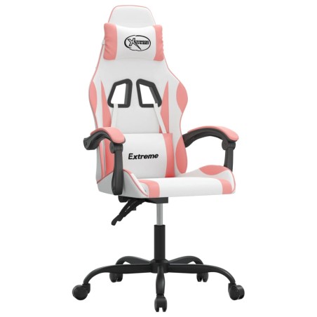 vidaXL Gaming-Stuhl Drehbar Weiß und Rosa Kunstleder