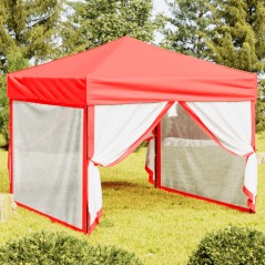 vidaXL Partyzelt Faltbar mit Seitenwänden Rot 3x3 m