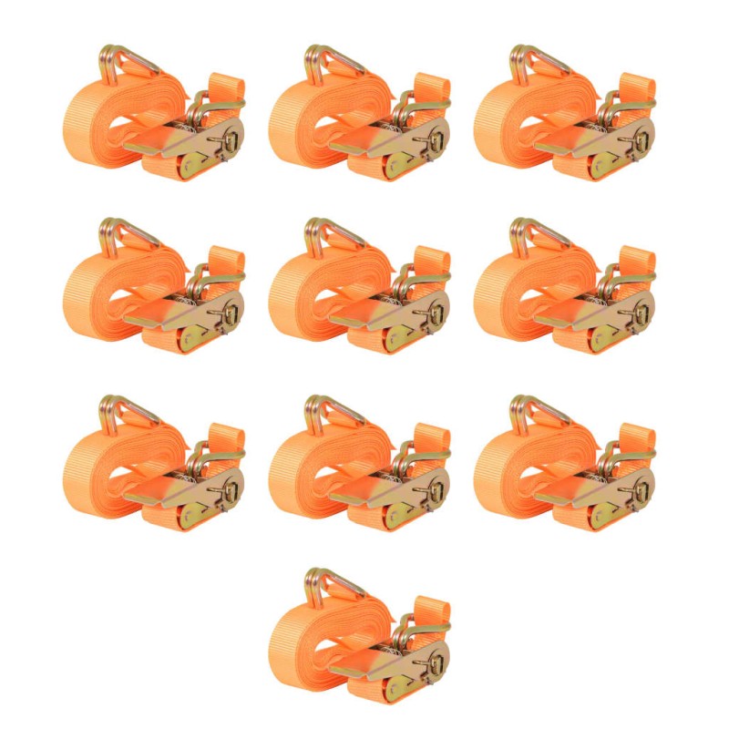 vidaXL Ratschen-Spanngurte 10 Stk. 0,4 Tonnen 6m×25 mm Orange vidaXL Ratschen-Spanngurte 10 Stk. 0,4 Tonnen 6m×25 mm Orange