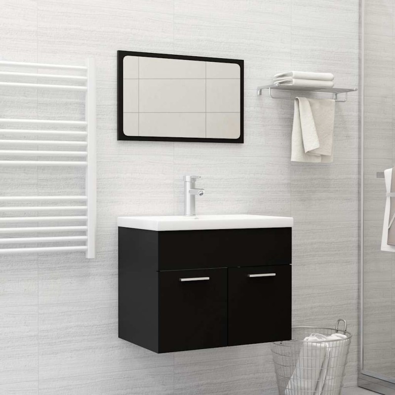vidaXL 2-tlg. Badmöbel-Set Schwarz Holzwerkstoff vidaXL 2-tlg. Badmöbel-Set Schwarz Holzwerkstoff