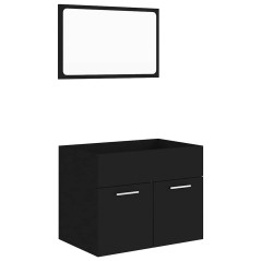vidaXL 2-tlg. Badmöbel-Set Schwarz Holzwerkstoff