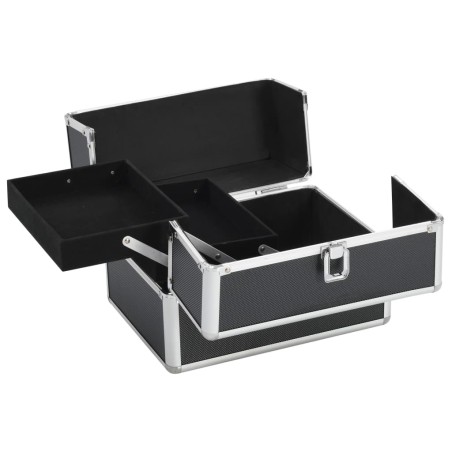 vidaXL Kosmetikkoffer 22x30x21 cm Schwarz Aluminium