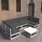7-tlg. Garten-Lounge-Set mit Kissen Weiß Kiefer Massivholz 7-tlg. Garten-Lounge-Set mit Kissen Weiß Kiefer Massivholz