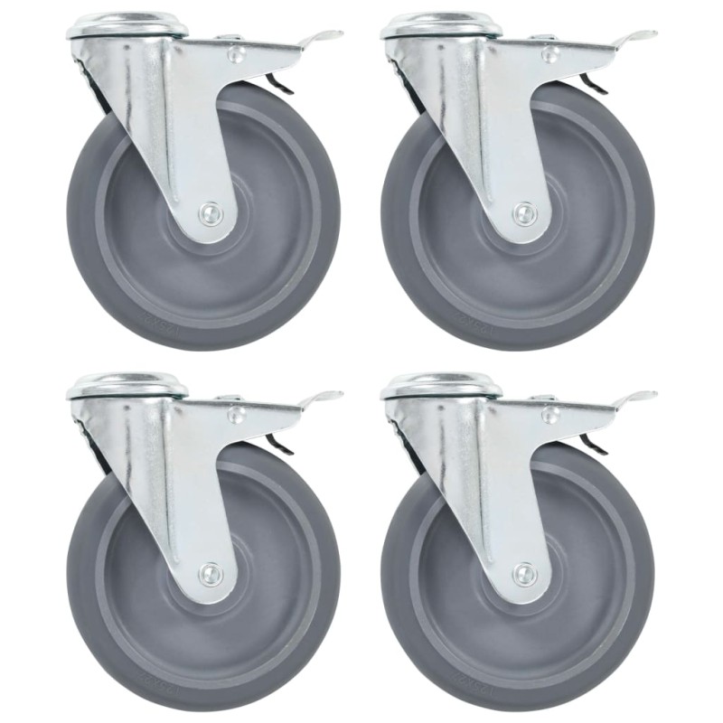 vidaXL Lenkrollen mit Bolzenloch und Doppelbremsen 4 Stk. 125 mm vidaXL Lenkrollen mit Bolzenloch und Doppelbremsen 4 Stk. 125 mm