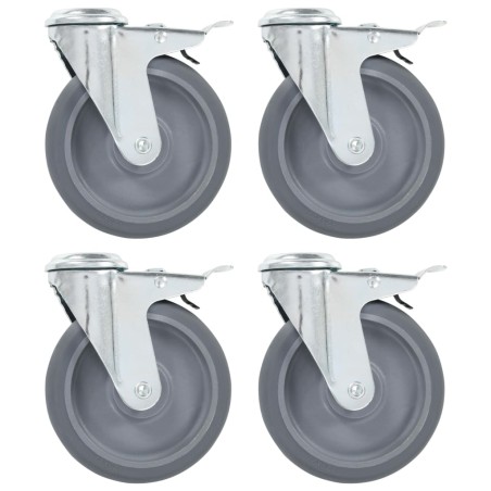 vidaXL Lenkrollen mit Bolzenloch und Doppelbremsen 4 Stk. 125 mm