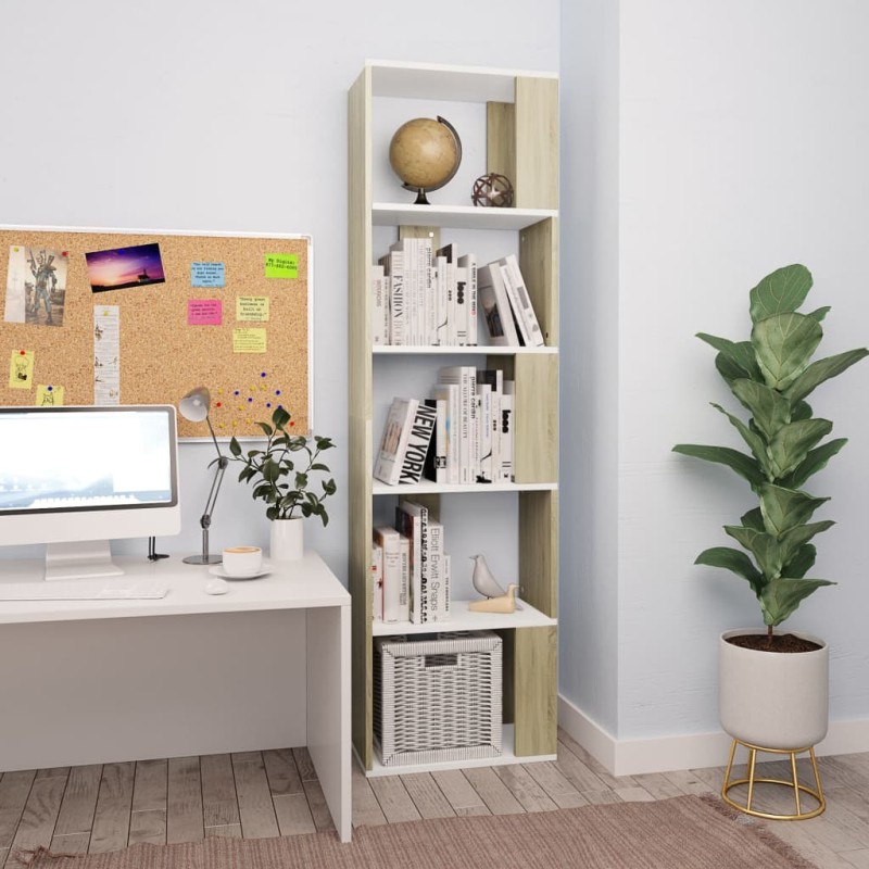 vidaXL Bücherregal/Raumteiler Weiß Sonoma-Eiche 45x24x159 cm vidaXL Bücherregal/Raumteiler Weiß Sonoma-Eiche 45x24x159 cm