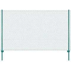 vidaXL Maschendrahtzaun mit Pfosten Stahl 25 x 1,5 m Grün