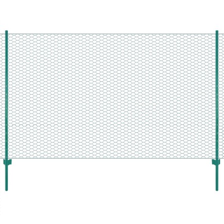 vidaXL Maschendrahtzaun mit Pfosten Stahl 25 x 1,5 m Grün