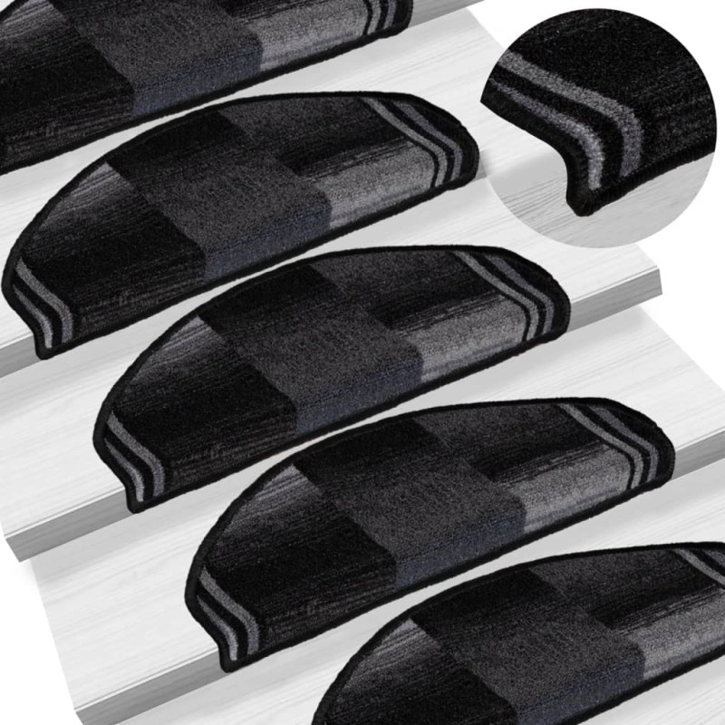 vidaXL Stufenmatten Selbstklebend 5 Stk. 65x21x4 cm Schwarz Grau vidaXL Stufenmatten Selbstklebend 5 Stk. 65x21x4 cm Schwarz Grau