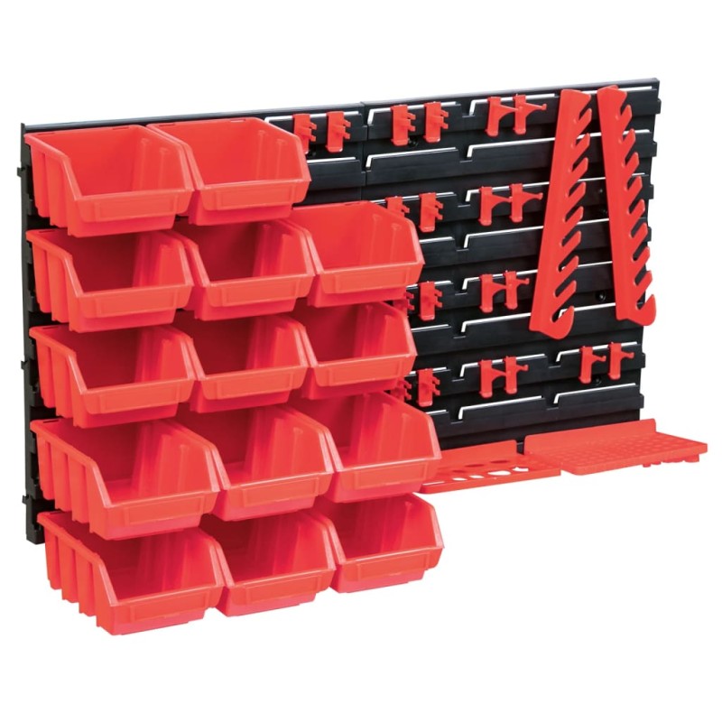 vidaXL 39-tlg. Behälter-Set für Kleinteile mit Wandplatten Rot Schwarz vidaXL 39-tlg. Behälter-Set für Kleinteile mit Wandplatten Rot Schwarz
