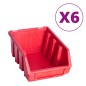 vidaXL 39-tlg. Behälter-Set für Kleinteile mit Wandplatten Rot Schwarz vidaXL 39-tlg. Behälter-Set für Kleinteile mit Wandplatten Rot Schwarz