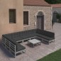 vidaXL 10-tlg. Garten-Lounge-Set mit Kissen Grau Massivholz Kiefer vidaXL 10-tlg. Garten-Lounge-Set mit Kissen Grau Massivholz Kiefer