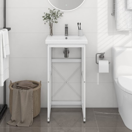 vidaXL Badezimmer Waschtischgestell Weiß 40x38x83 cm Eisen