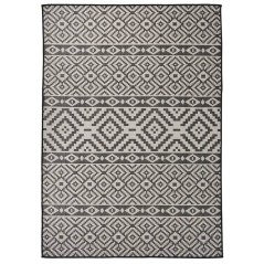 vidaXL Outdoor-Teppich Flachgewebe 120x170 cm Schwarz Gestreift