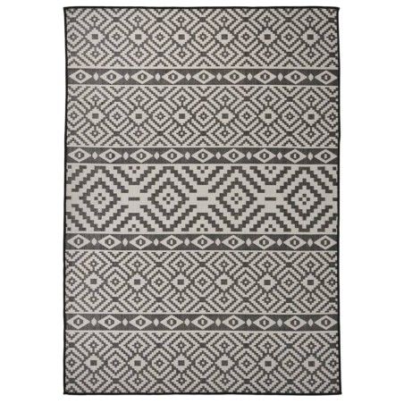 vidaXL Outdoor-Teppich Flachgewebe 120x170 cm Schwarz Gestreift