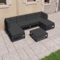 7-tlg. Garten-Lounge-Set mit Kissen Schwarz Kiefer Massivholz 7-tlg. Garten-Lounge-Set mit Kissen Schwarz Kiefer Massivholz