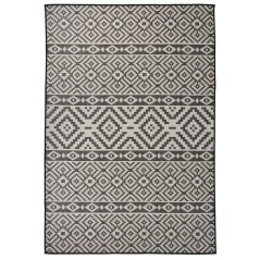 vidaXL Outdoor-Teppich Flachgewebe 160x230 cm Schwarz Gestreift