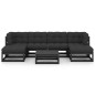 7-tlg. Garten-Lounge-Set mit Kissen Schwarz Kiefer Massivholz 7-tlg. Garten-Lounge-Set mit Kissen Schwarz Kiefer Massivholz