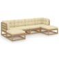 6-tlg. Garten-Lounge-Set Kissen Honigbraun Kiefer Massivholz 6-tlg. Garten-Lounge-Set Kissen Honigbraun Kiefer Massivholz