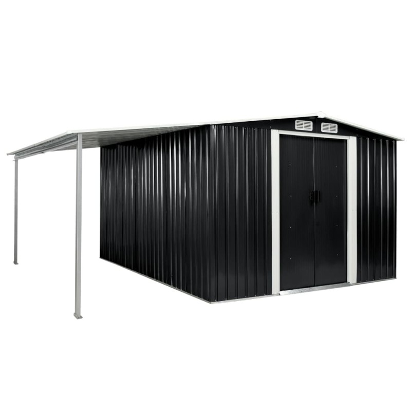 vidaXL Gerätehaus mit Schiebetüren Anthrazit 386×312×178 cm Stahl vidaXL Gerätehaus mit Schiebetüren Anthrazit 386×312×178 cm Stahl