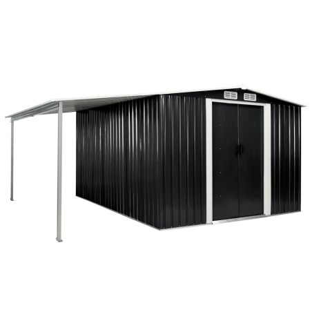 vidaXL Gerätehaus mit Schiebetüren Anthrazit 386×312×178 cm Stahl 