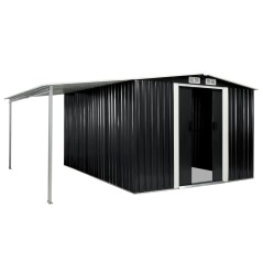 vidaXL Gerätehaus mit Schiebetüren Anthrazit 386×312×178 cm Stahl 