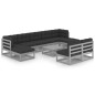 10-tlg. Garten-Lounge-Set mit Kissen Grau Kiefer Massivholz 10-tlg. Garten-Lounge-Set mit Kissen Grau Kiefer Massivholz