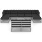 10-tlg. Garten-Lounge-Set mit Kissen Grau Kiefer Massivholz 10-tlg. Garten-Lounge-Set mit Kissen Grau Kiefer Massivholz