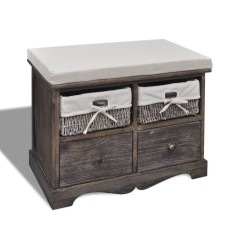 vidaXL Sitzbank mit Stauraum Braun 62×33×42 cm Paulownia Holz 