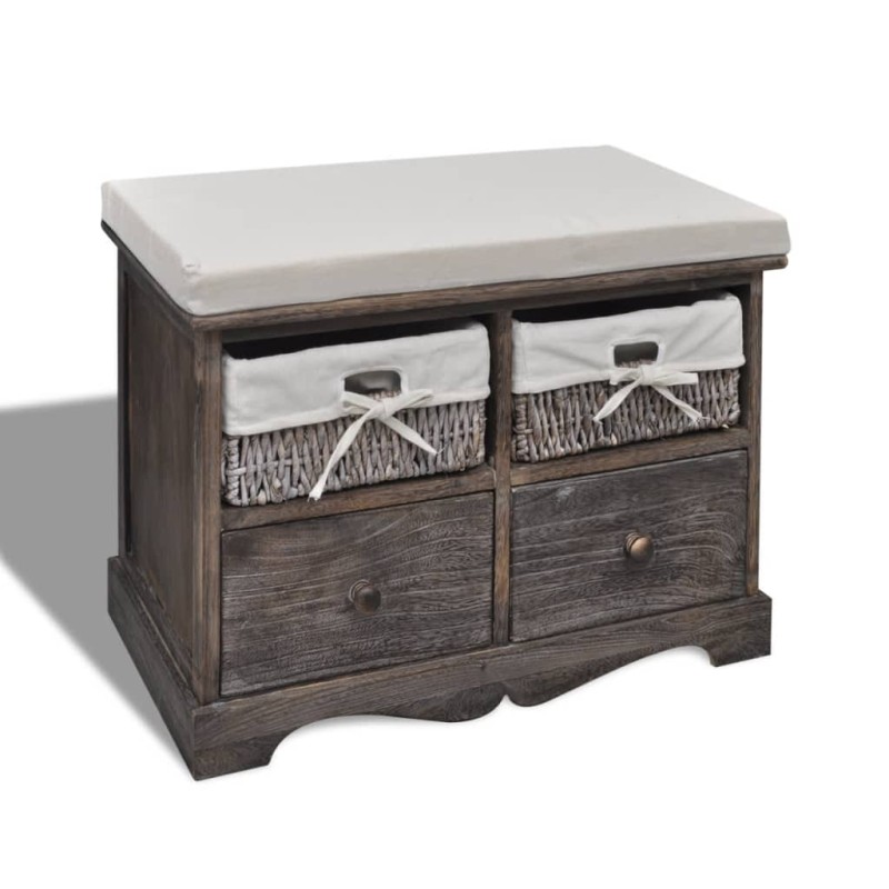 vidaXL Sitzbank mit Stauraum Braun 62×33×42 cm Paulownia Holz vidaXL Sitzbank mit Stauraum Braun 62×33×42 cm Paulownia Holz