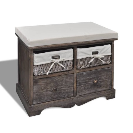 vidaXL Sitzbank mit Stauraum Braun 62×33×42 cm Paulownia Holz 