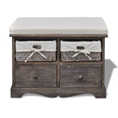 vidaXL Sitzbank mit Stauraum Braun 62×33×42 cm Paulownia Holz 