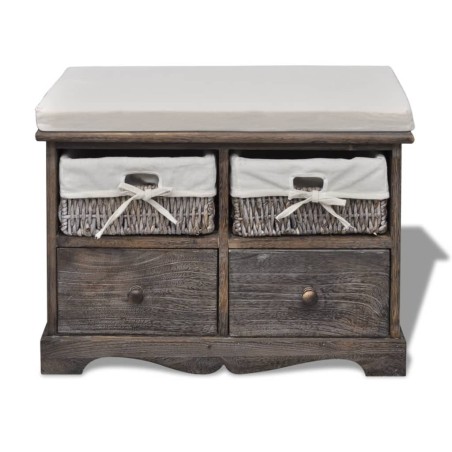 vidaXL Sitzbank mit Stauraum Braun 62×33×42 cm Paulownia Holz 