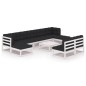 10-tlg. Garten-Lounge-Set mit Kissen Weiß Kiefer Massivholz 10-tlg. Garten-Lounge-Set mit Kissen Weiß Kiefer Massivholz