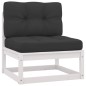 10-tlg. Garten-Lounge-Set mit Kissen Weiß Kiefer Massivholz 10-tlg. Garten-Lounge-Set mit Kissen Weiß Kiefer Massivholz