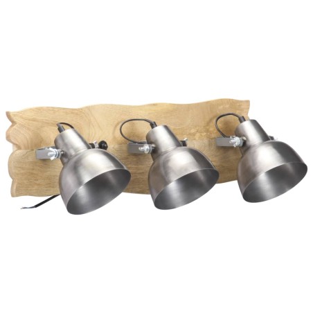 vidaXL Wandlampe Industriestil Silbern 68x23 cm E27 Mangoholz